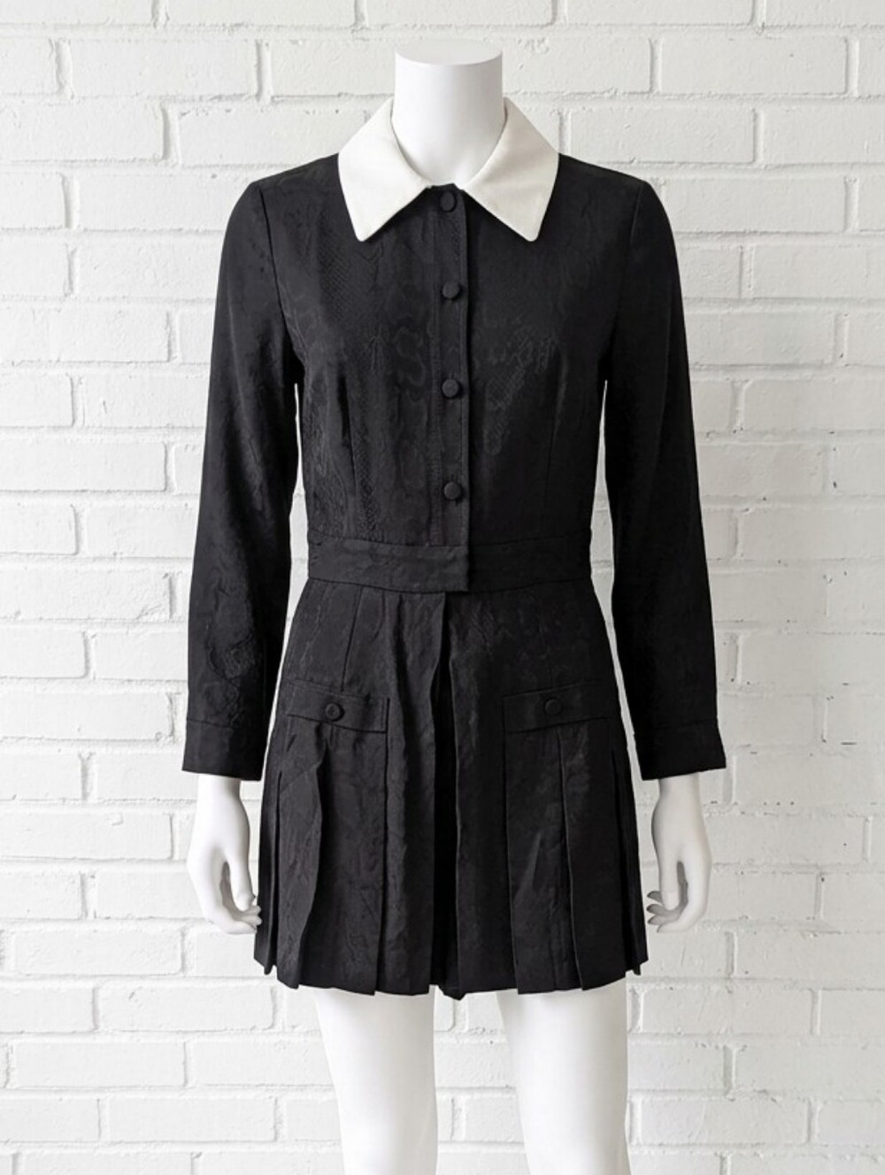 NWT Sandro Paris Black Snakeskin Jacquard Playsuit Romper